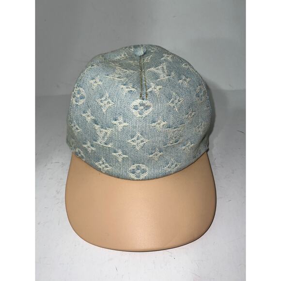 Louis Vuitton Monogram Legacy Cap Light Blue Denim LV Logo Sun Baseball Hat 58 - Picture 2 of 9